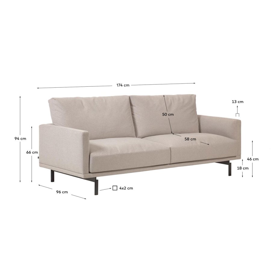 KAVE HOME Galene 3-seters sofa - beige resirkulerte fibre og jern