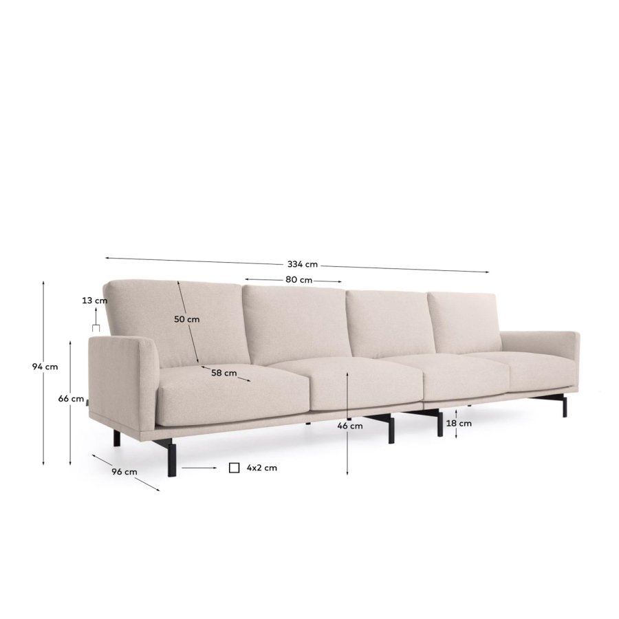 KAVE HOME Galene 4-seters sofa - beige resirkulerte fibre og jern