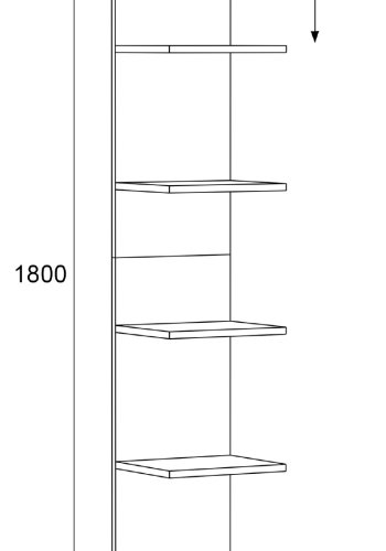 VCM NORDIC Lazas Wandregal, m. 5 Fächern - weißes Holz