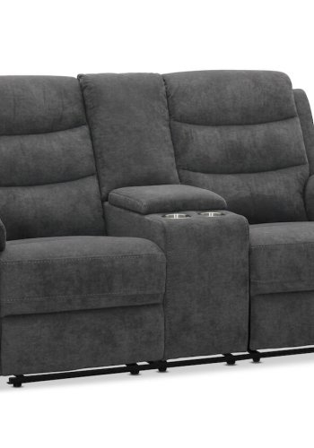 HAGA Lazy 2 pers. sofa, m. recliner - gr stof