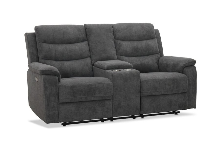 HAGA Lazy 2 pers. sofa, m. recliner - gr stof