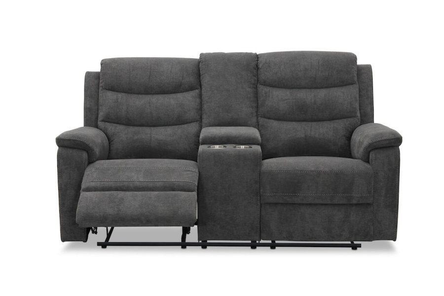 HAGA Lazy 2 pers. sofa, m. recliner - gr stof