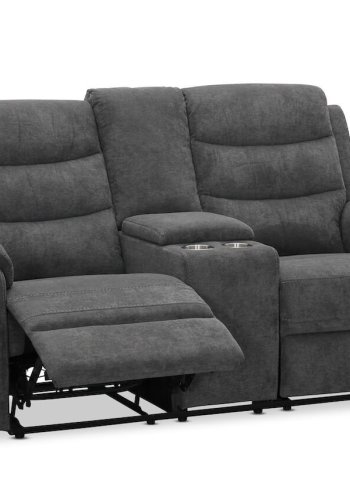 HAGA Lazy 2 pers. sofa, m. recliner - gr stof