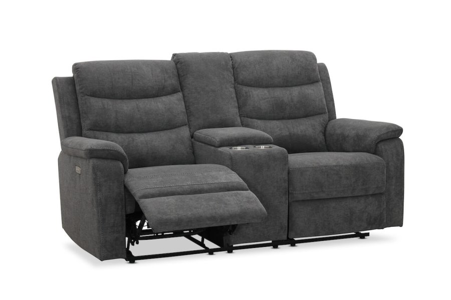 HAGA Lazy 2 pers. sofa, m. recliner - gr stof