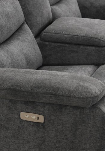 HAGA Lazy 2 pers. sofa, m. recliner - gr stof