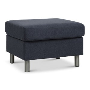 Wendy puf, rektangulr - bl polyester stof og brstet aluminium (85x72)