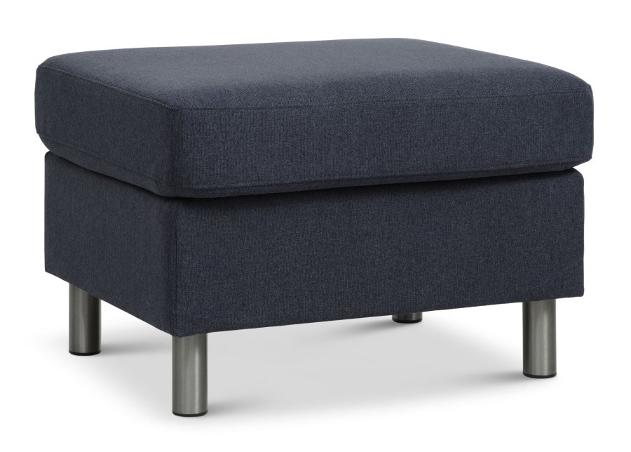 Panpuff, rektangulr - bltt polyesterstoff og brstet aluminium (85x72)