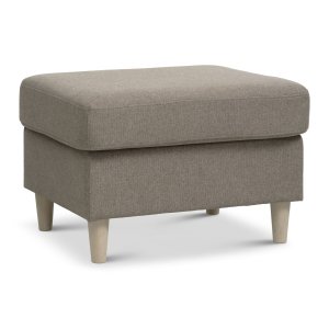 Wendy puf, rektangulr - antelope beige polyester stof og natur tr (85x72)