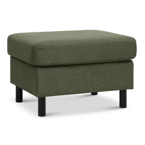 Wendy puf, rektangulr - vinter mosgrn polyester stof og sort tr (85x72)