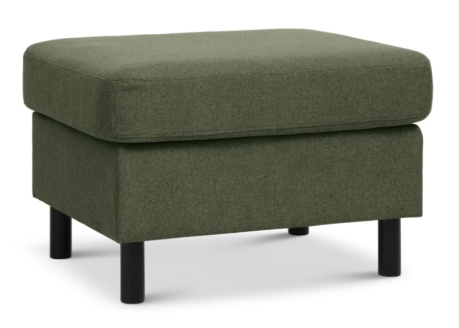 Panpuff, rektangulr - vintermosegrnt polyesterstoff og svart tre (85x72)