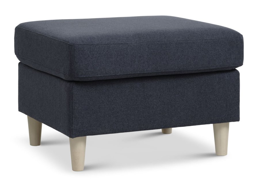 Wendy-puff, rektangulr - bltt polyesterstoff og naturlig tre (85x72)