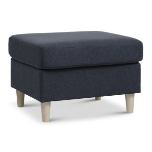 Pan puf, rektangulr - bl polyester stof og natur tr (85x72)