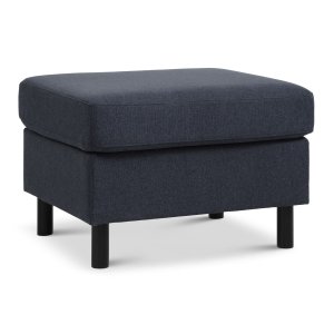 Wendy puf, rektangulr - bl polyester stof og sort tr (85x72)