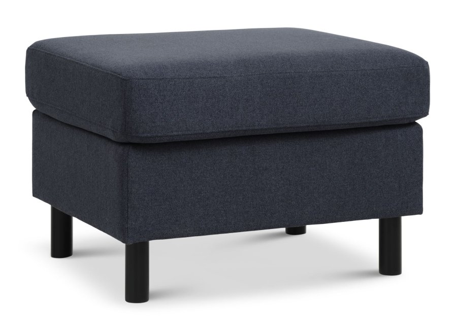 Wendy-puff, rektangulr - bltt polyesterstoff og svart tre (85x72)