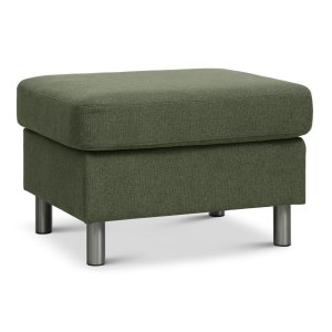 Pan puf, rektangulr - vinter mosgrn polyester stof og brstet aluminium (85x72)