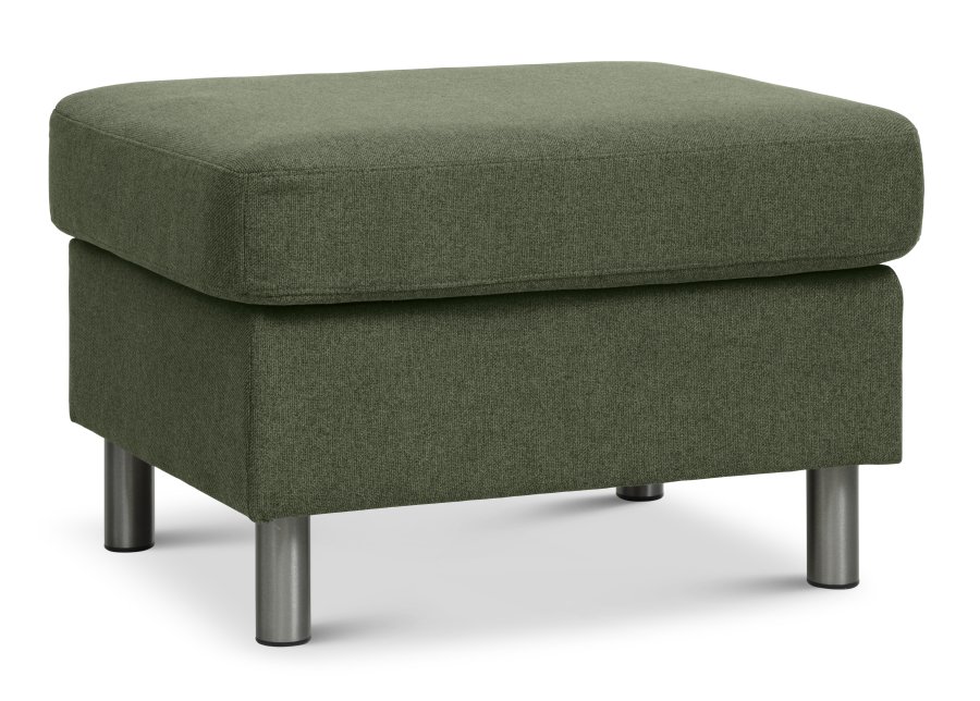 Panpuff, rektangulr - vintermosegrnt polyesterstoff og brstet aluminium (85x72)