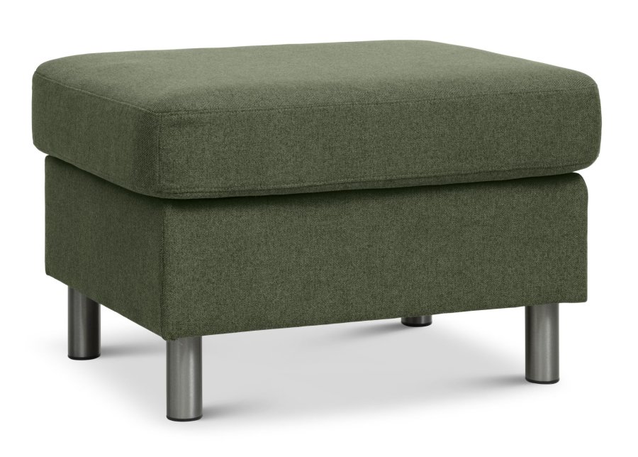 Wendy puff, rektangulr - vinter mosegrnt polyesterstoff og brstet aluminium (85x72)