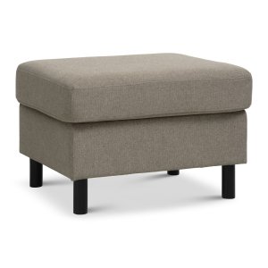 Wendy puf, rektangulr - antelope beige polyester stof og sort tr (85x72)