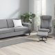 Pan 2,5-Sitzer-Sofa – grauer Polyesterstoff und schwarzes Holz