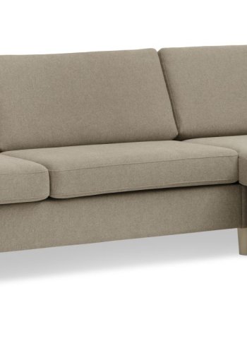 Pan sett 8 3D XL sofa, med sjeselong - antilope beige polyesterstoff og naturlig tre