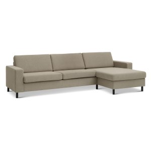 Pan set 8 3D XL soffa, m. schäslong - antilop beige polyestertyg och svart trä