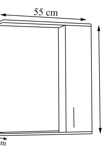 VCM NORDIC Lisalo L Badezimmer-Spiegelschrank, mit Licht, 1 Tür, 2 Einlegeböden - Spiegelglas und weißes Holz (55cm)