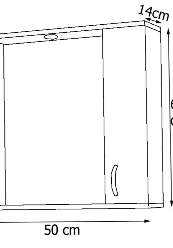 VCM NORDIC Lisalo M baderomsspeilskap, m. lys, 1 dr, 2 hyller - speilglass og hvitt tre (50cm)