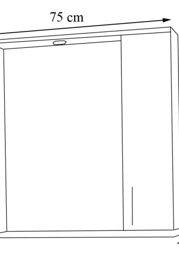 VCM NORDIC Lisalo XL Badezimmer-Spiegelschrank, mit Licht, 1 Tür, 2 Einlegeböden - Spiegelglas und weißes Holz (75cm)