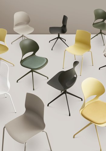 Linea spisebordstol, med svingfunksjon - oliven PVC og olivenmetall