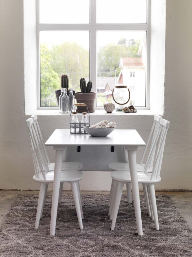 ROWICO Lotta spisebord - hvit med klaff (80x120+40) 