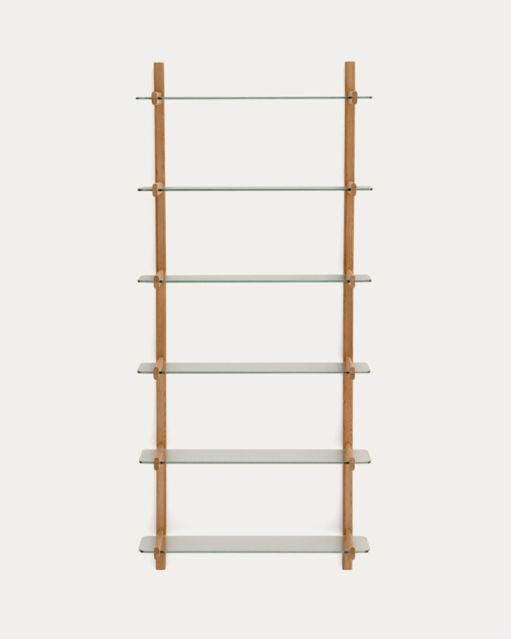 KAVE HOME Sitra modulhylle, 6 glasshyller og FSC Mix Credit heltre eik, 90 cm