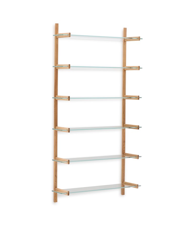 KAVE HOME Sitra modulhylle, 6 glasshyller og FSC Mix Credit heltre eik, 110 cm