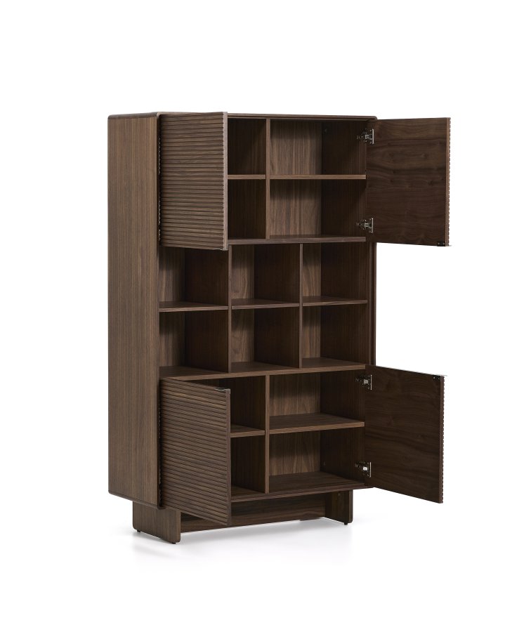 KAVE HOME Norlen h�j sk�nk, m. 4 l�ger og hylder - valn�ddefiner