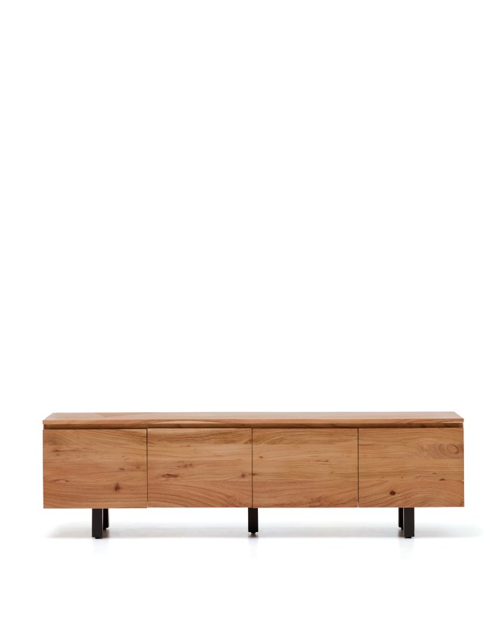 KAVE HOME Uxue TV-bord, m. 4 l�ger og 4 hylder - akacietr� med bleget finish og sort st�l (200x40)