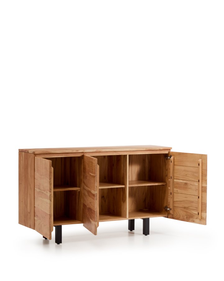 KAVE HOME Uxue sk�nk, m. 3 l�ger og 3 hylder - akacietr� med bleget finish og sort st�l