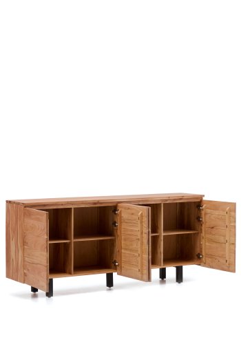 KAVE HOME Uxue sk�nk, m. 4 l�ger og 4 hylder - akacietr� med bleget finish og sort st�l