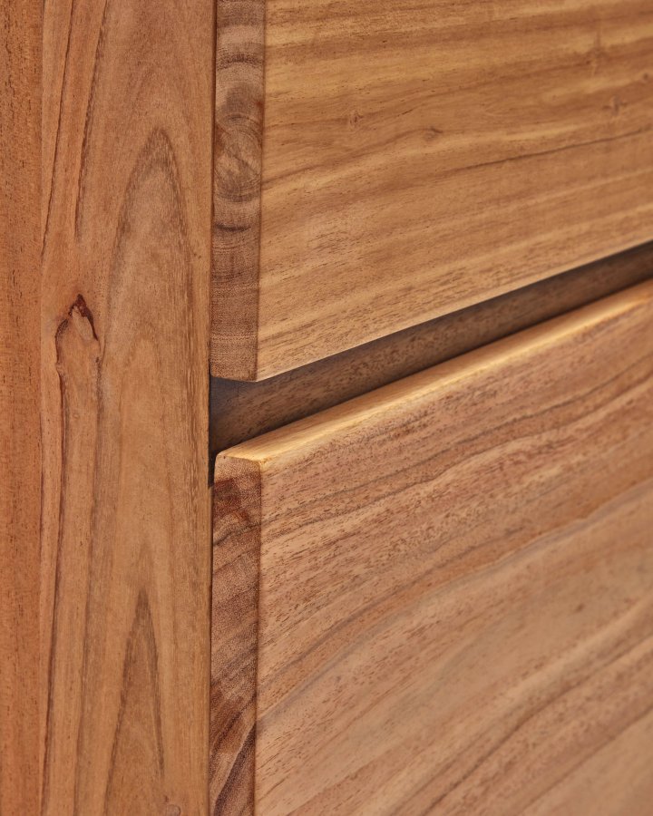 KAVE HOME Uxue h�j sk�nk, m. 4 l�ger og 4 hylder - akacietr� med bleget finish og sort st�l