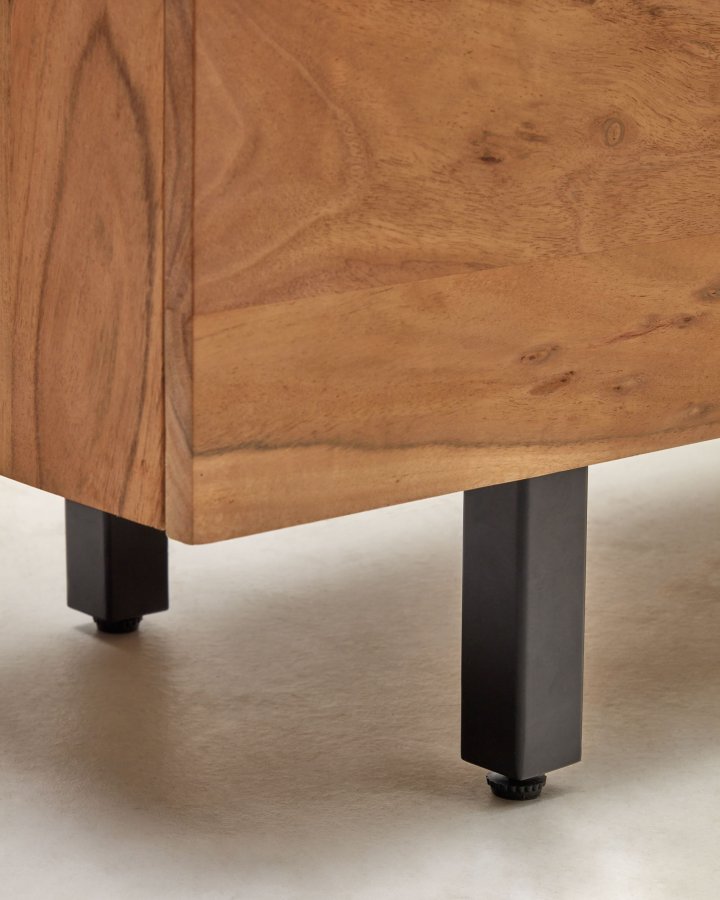 KAVE HOME Uxue h�j sk�nk, m. 4 l�ger og 4 hylder - akacietr� med bleget finish og sort st�l