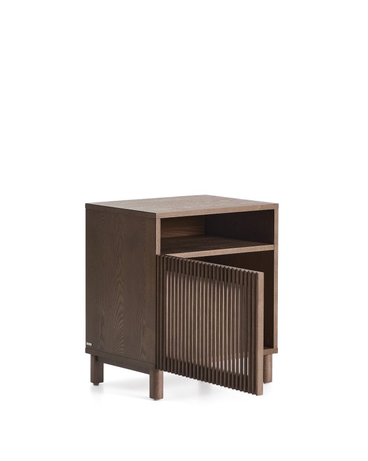 KAVE HOME Beyla sengebord, m. 1 l�ge og 1 hylde - valn�ddefarvet asketr�sfiner og asketr� (53x62,5)