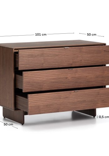 KAVE HOME Norlen kommode, m. 3 skuffer - brun valn�ddefiner