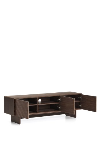 KAVE HOME Norlen TV-bord, m. 3 l�ger og 3 hylder  - brun valn�ddefiner (150x40)