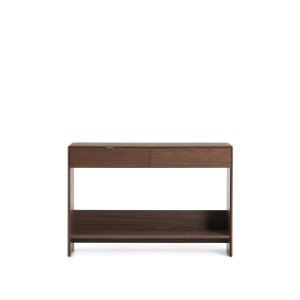 KAVE HOME Norlen konsolbord, m. 1 hylde og 2 skuffer - brun valn�ddefiner (120x81)