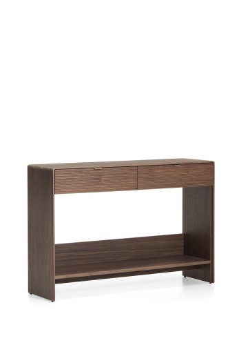 KAVE HOME Norlen konsolbord, m. 1 hylde og 2 skuffer - brun valn�ddefiner (120x81)