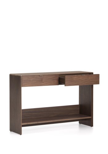 KAVE HOME Norlen konsolbord, m. 1 hylde og 2 skuffer - brun valn�ddefiner (120x81)