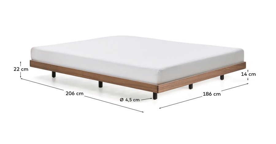 KAVE HOME Norlen sengebund - m�rk valn�ddefiner (til 180 x 200 cm madras)