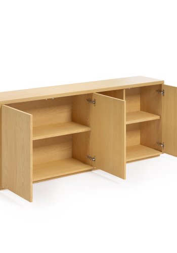 KAVE HOME Abilen skjenk, m. 3 drer og hyller - naturlig eikefiner