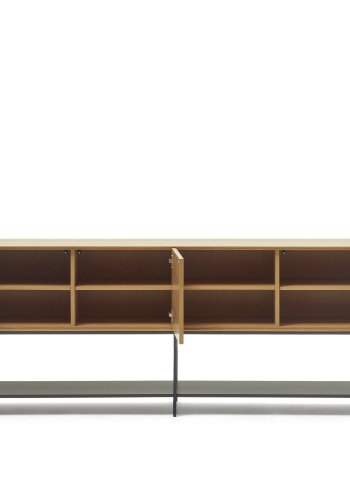 KAVE HOME Vedrana skjenk, m. 3 drer og 5 hyller - naturlig eikefiner og sort stl 