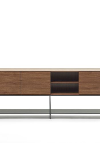 KAVE HOME Vedrana skjenk, m. 3 drer og 5 hyller - brun valnttfiner og sort stl