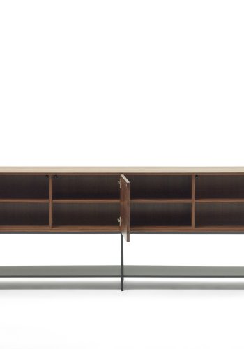 KAVE HOME Vedrana skjenk, m. 3 drer og 5 hyller - brun valnttfiner og sort stl