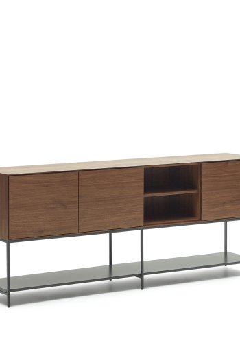 KAVE HOME Vedrana skjenk, m. 3 drer og 5 hyller - brun valnttfiner og sort stl